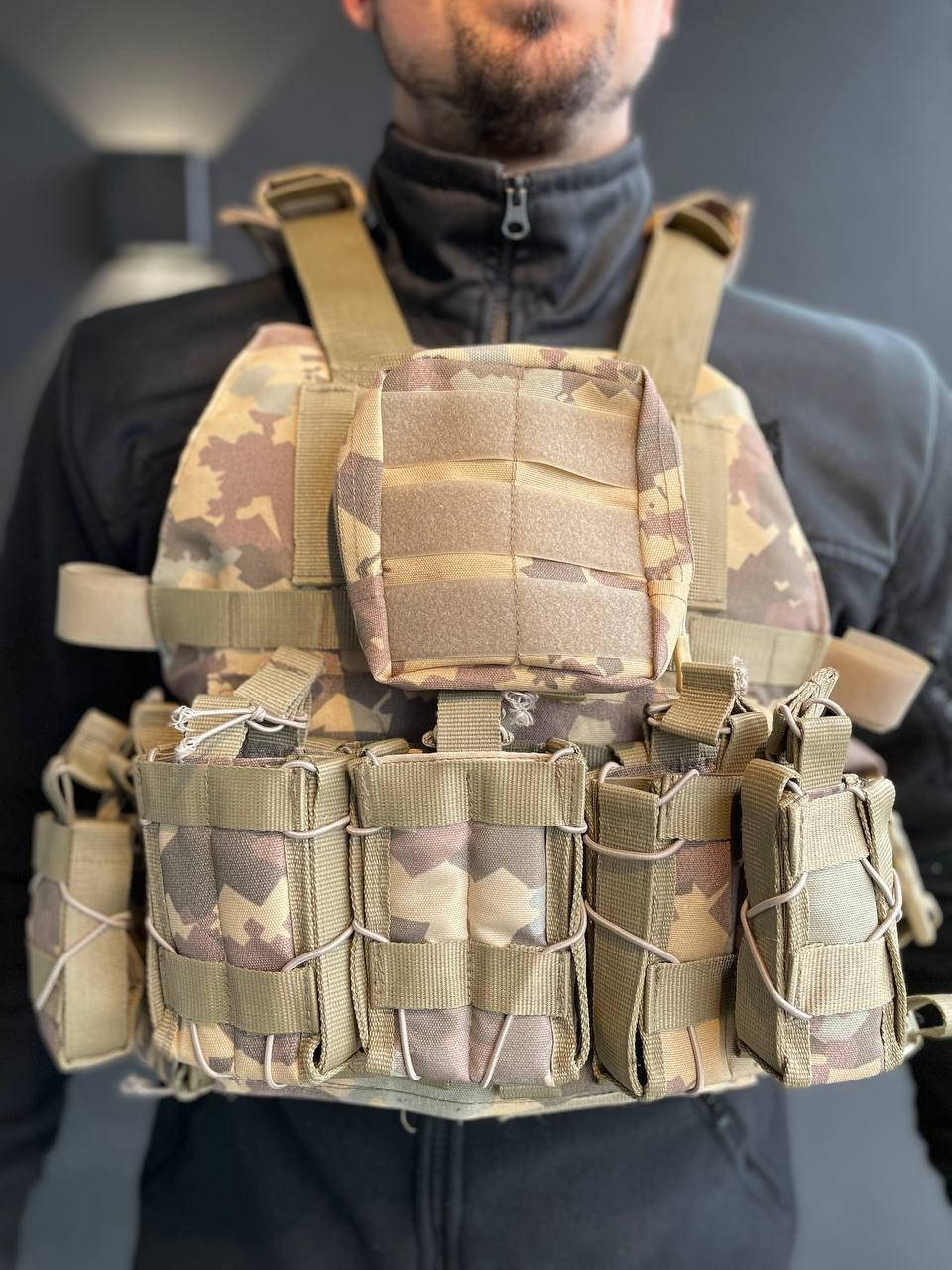 

Плитоноска с разгрузкой, плитоноска для ВСУ, военная плитоноска система «MOLLE» цвет камуфляж