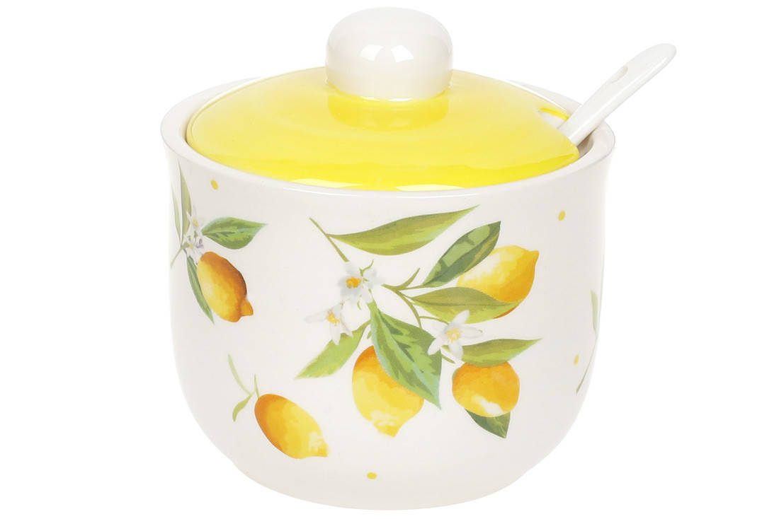 

Цукорниця керамічна 350мл з ложкою Соковиті лимони