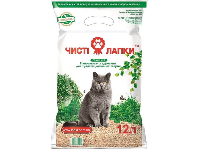 

Чисті Лапки Стандарт, наполнитель для туалетов домашних животных, 3кг / 12л