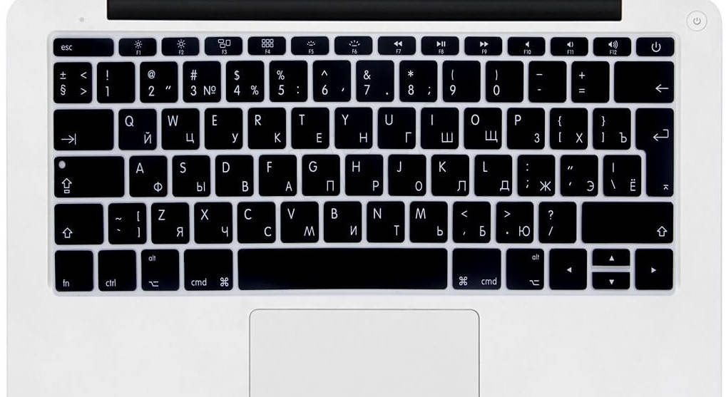 

Накладка на клавиатуру MacBook 12, Pro 13 с русскими буквами (2016-2017), Черный