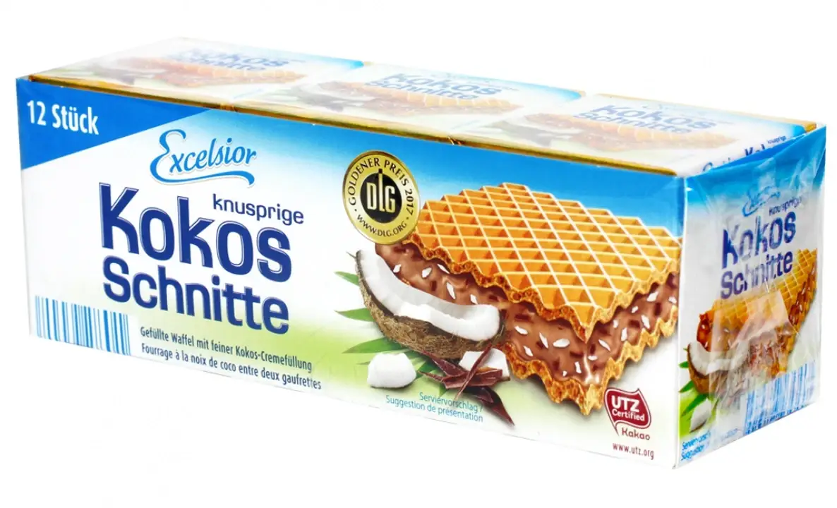 

Вафли Excelsior Kokos Schnitte knusprige с кокосом 250г