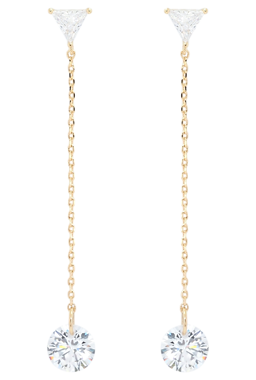 

Серьги Xuping Позолота 18K подвески на гвоздиках (пусеты) "Фианиты на цепочке"