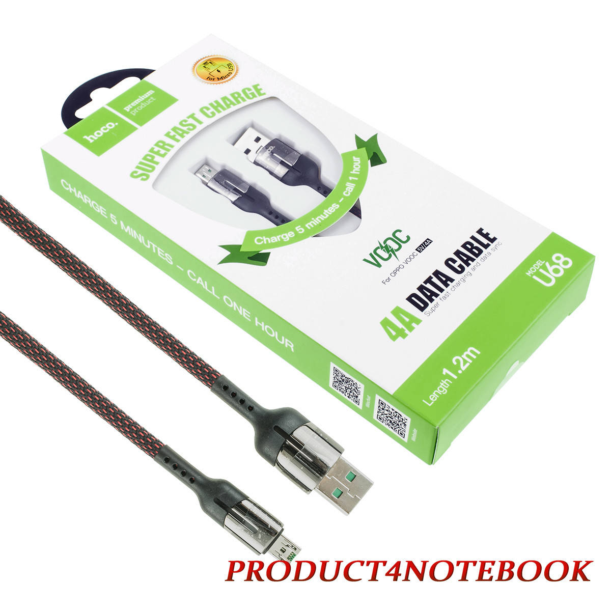 

Кабель HOCO U68 Gusto для MicroUSB , черный , 1.2м , 4А