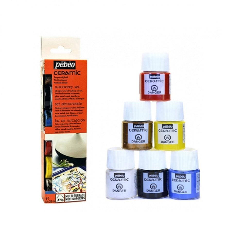 

Набір лакових фарб для розпису скла та кераміки "Ceramic Discovery set", 6 кол.*20 мл, Pebeo