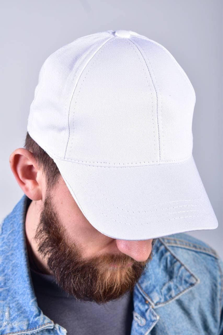 

Мужская кепка бейсболка однотонная белая одноцветная базовая, Белый