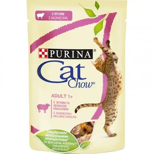 

Влажный корм Purina Cat Chow Adult для кошек, с ягненком и зеленой фасолью, 85 г