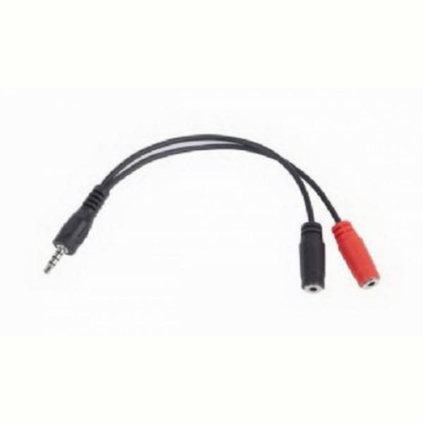 

Аудио-кабель Cablexpert (CCA-417) 3.5мм 4-pin plug - 3.5мм stereo + mono microphone sockets 0,2 м, стерео,, Черный