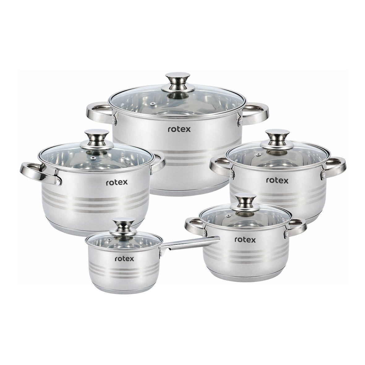 

Набор Кастрюль с крышкой, 10 предметов Rotex RC305-10L Lamezia