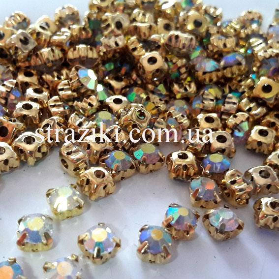 

5мм Камни в оправе стекло золото/crystal_AB ss25 (Камни в)