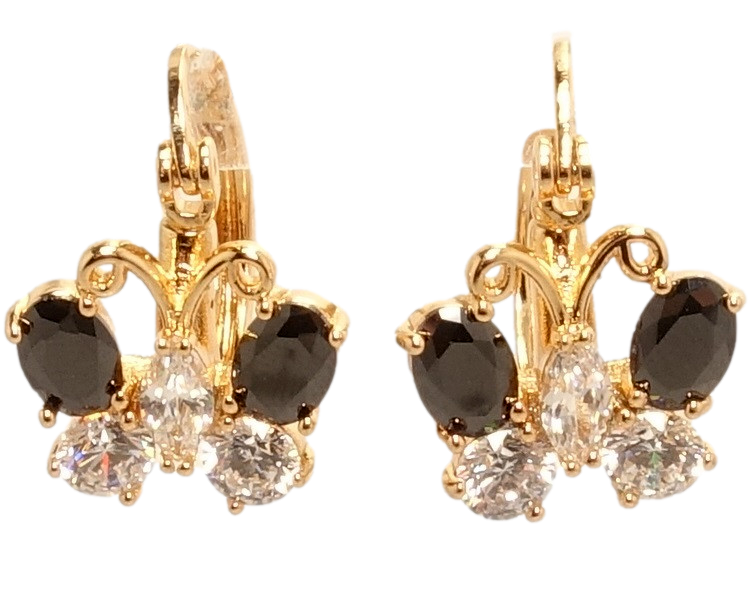 

Серьги Xuping Позолота 18K замок-булавка "Кристальные черно-белые бабочки"