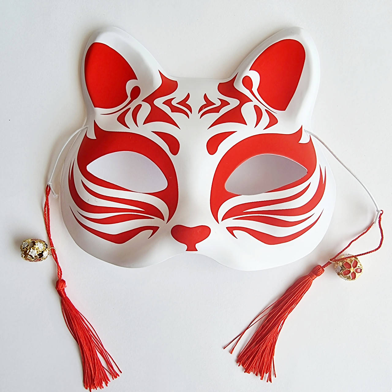 

Маска Кицунэ Японской Лисы Kitsune красная, 18х17 см