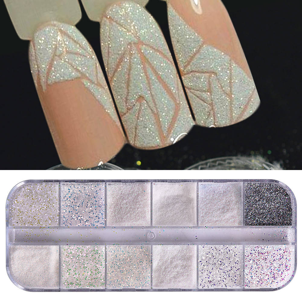 

Глитер для декора ногтей, набор 12 цветов