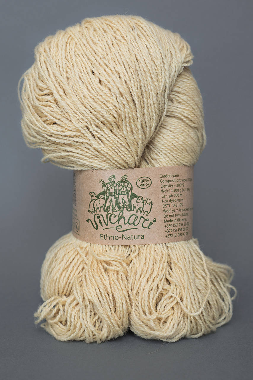 

Пряжа шерстяная Vivchari Ethno-Natura 500, Color No.202 натуральный желтый