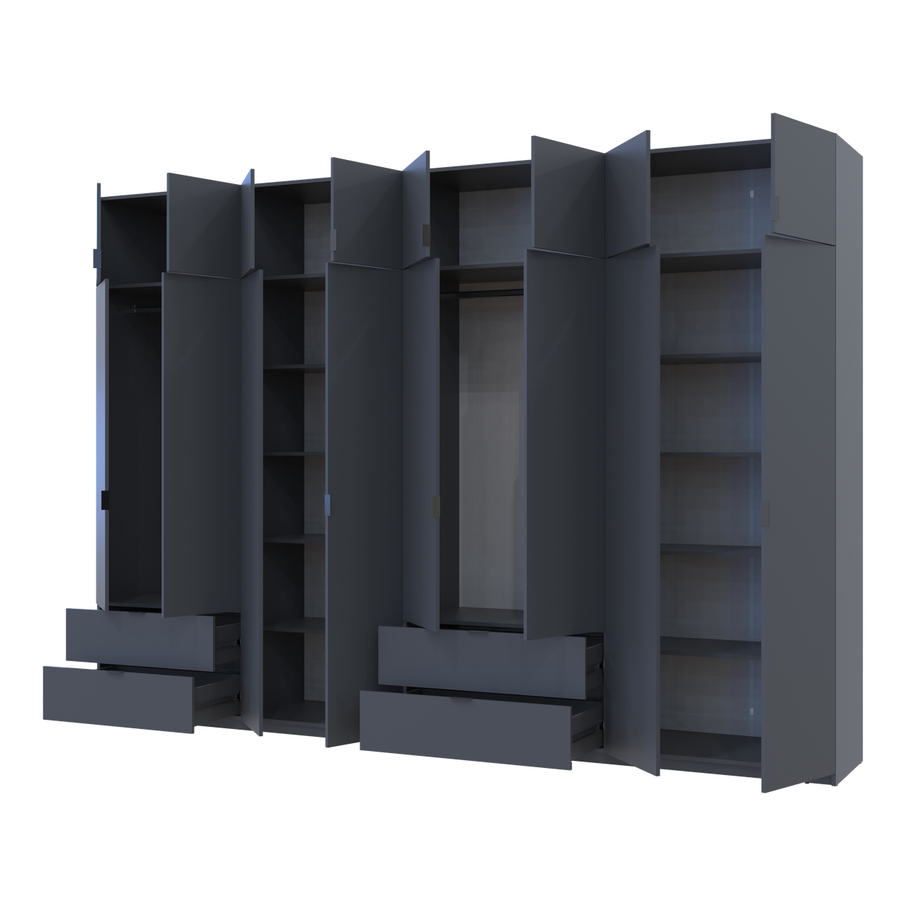 Розпашна Шафа для одягу Doros Лукас Графіт 4+4 ДСП 340х50х240 (42005141) 2