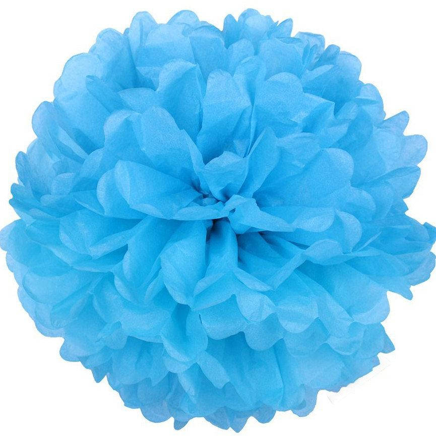 

Бумажный помпон для праздничных декораций 50 см голубой