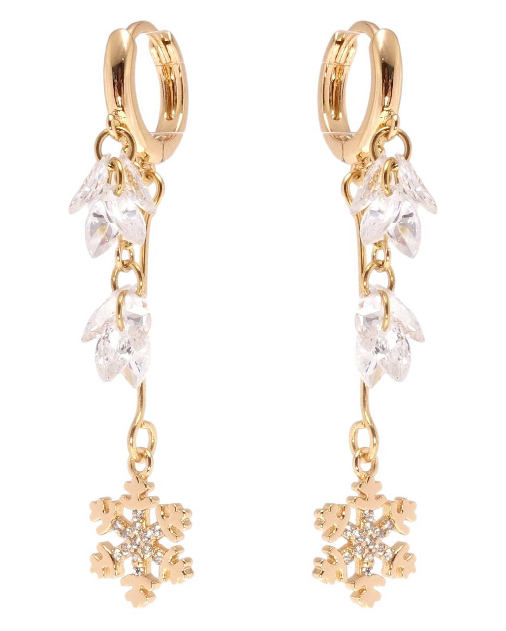 

Серьги Xuping Позолота 18K подвески на колечках "Снежинки"