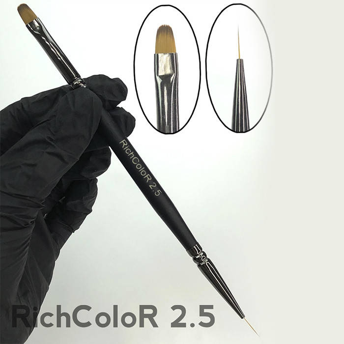 

Кисть для геля двусторонняя овальная/лайнер RichСolor №2.5, нейлон