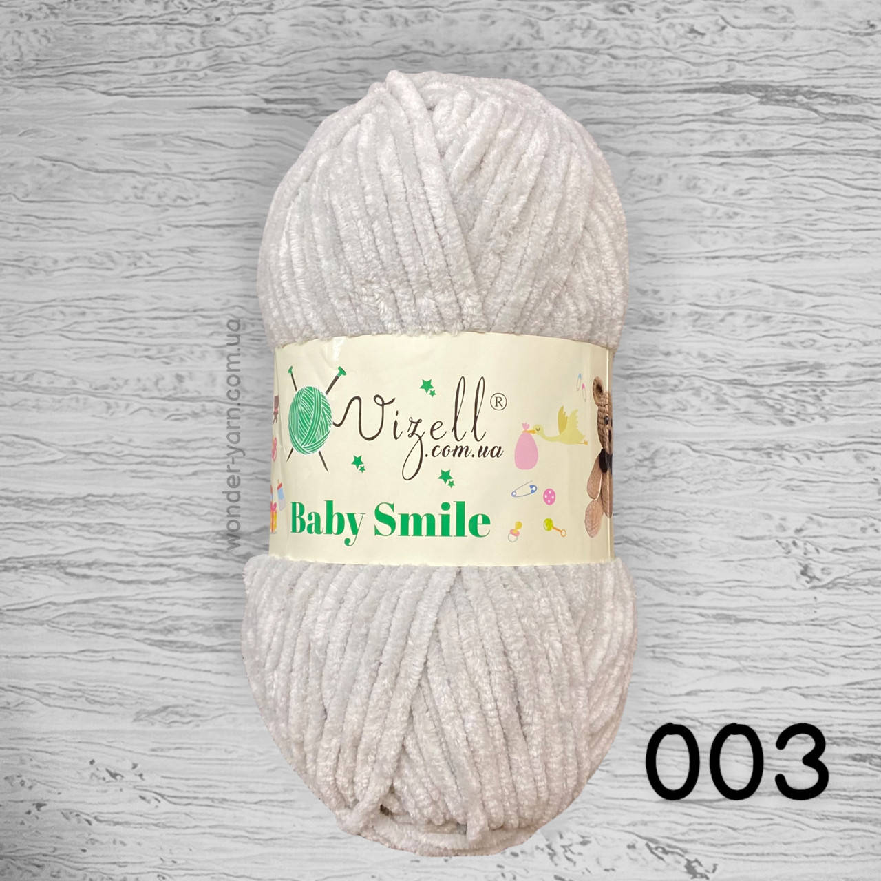 

Плюшевая пряжа Vizell Baby Smile / Визель Беби Смайл 003 светло-серый
