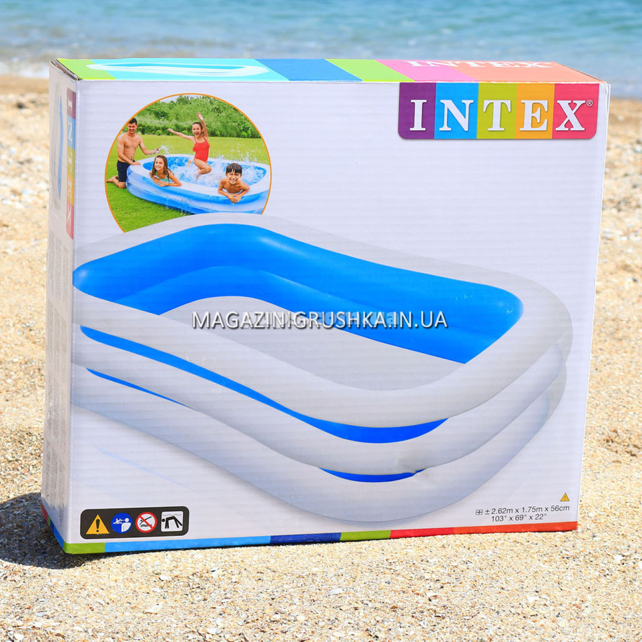 

Надувной бассейн Intex Семейный 56483, 262х175х56см, 769л.