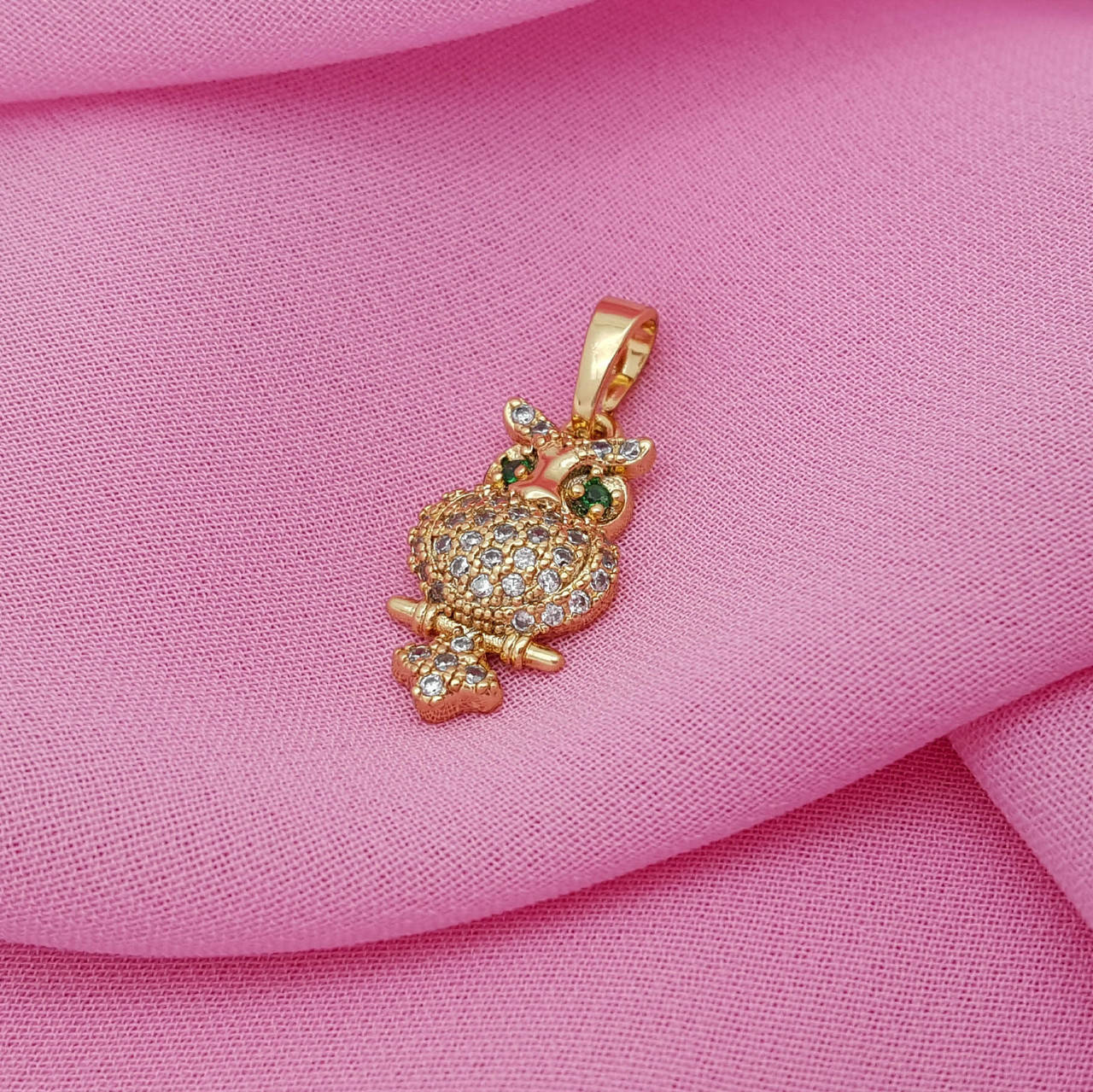 

Кулон с медзолота, Сова с зелеными глазками, 18К