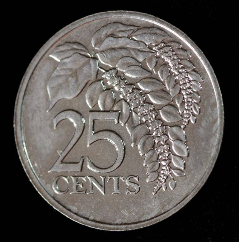 

Монета Тринидад и Тобаго 25 центов 1993 г.