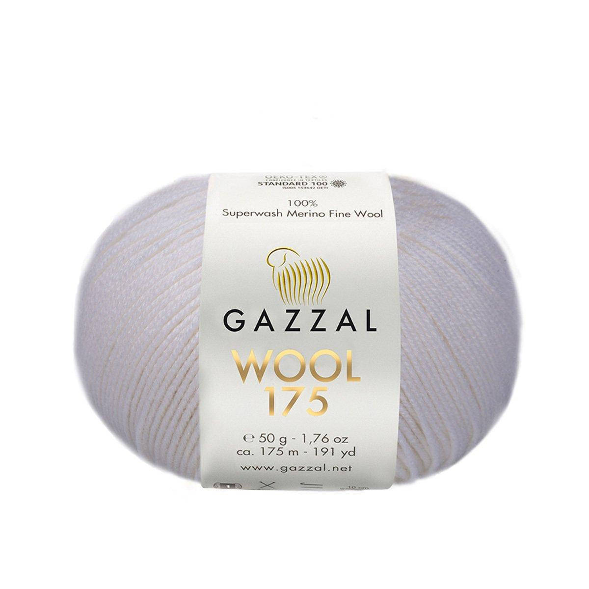 

Gazzal Wool 175 (Газзал Вул 175) № 339 белый (Пряжа мериносовая, нитки для вязания)