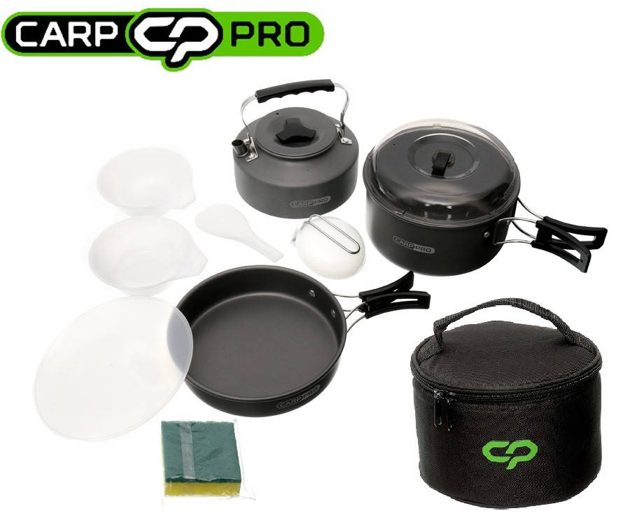 

Набор посуды Carp Pro Camping в сумке походной туристический, Черный