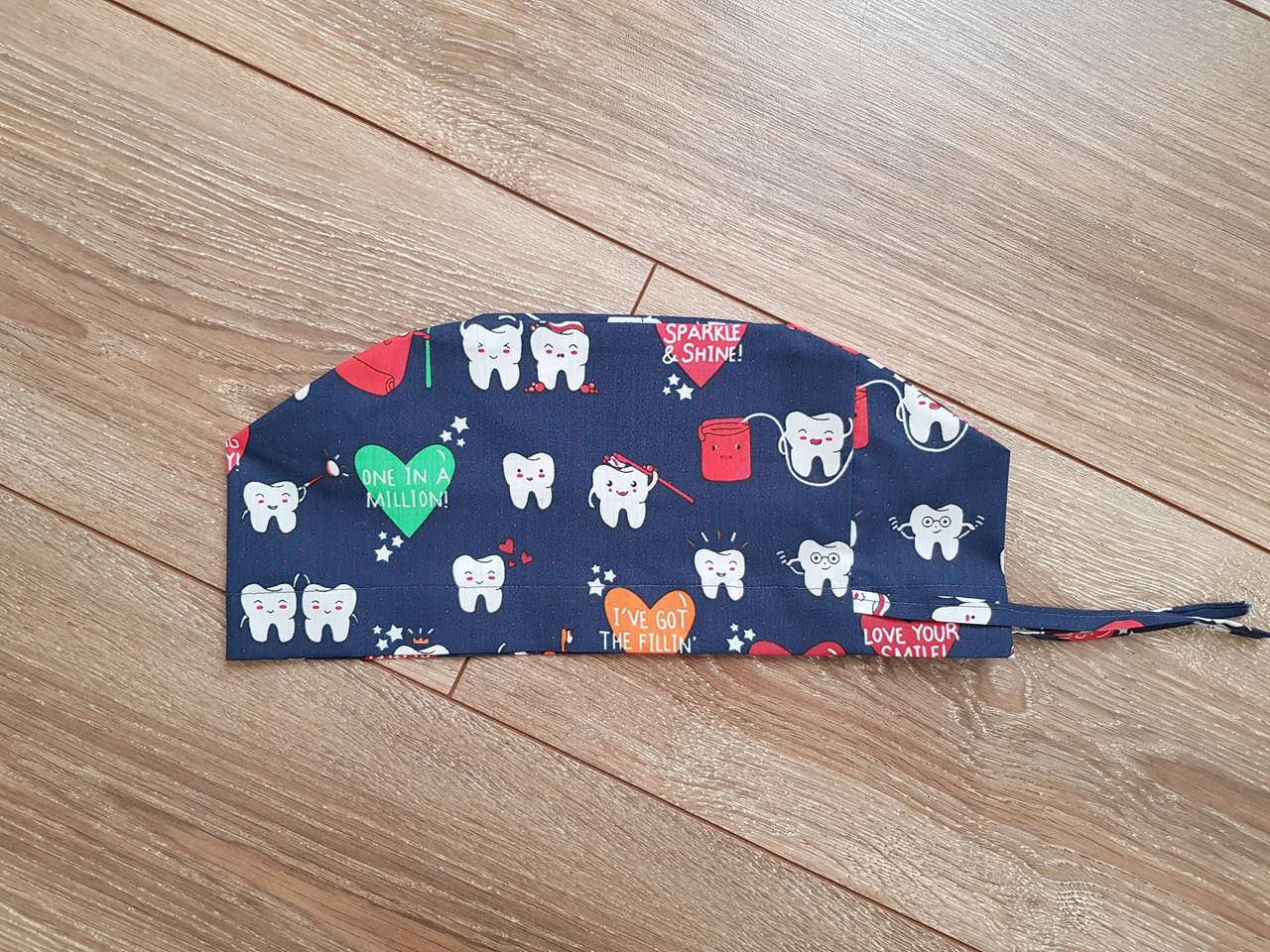 

Медична шапочка з принтом"Стоматологія", Синий