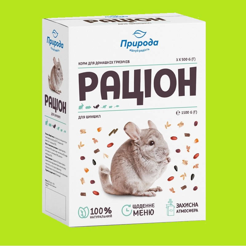 

Корм Рацион для шиншилл уп - 1.5 кг