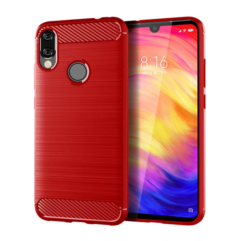 

Чехол Lenuo Carbon Fiber для Huawei Y7 2019 Red, Красный