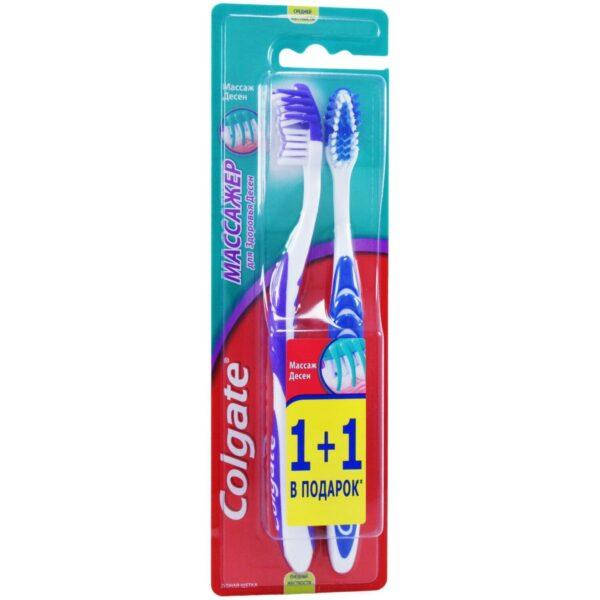 

Зубная щетка Colgate колгейт Массажер для здоровых десен, средней жесткости, 1+1 шт