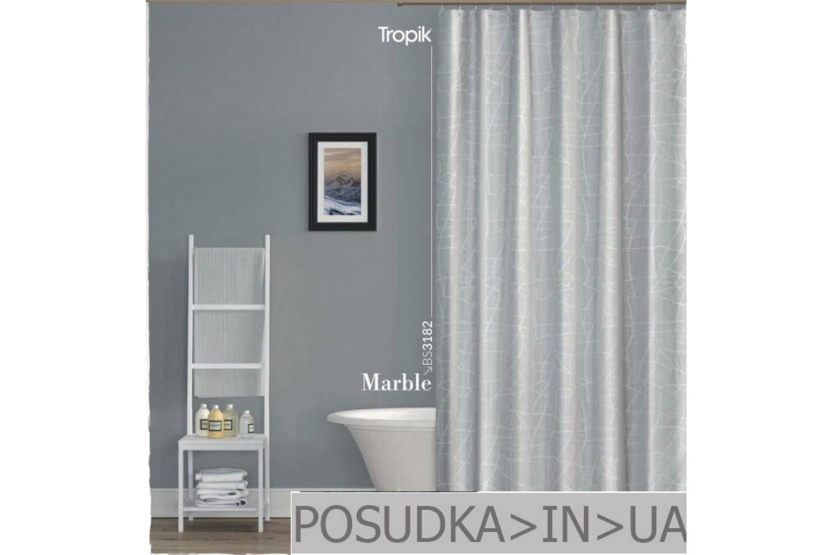 

Занавеска для душа Tropik Marble BS3182 Паутина белая тканевая