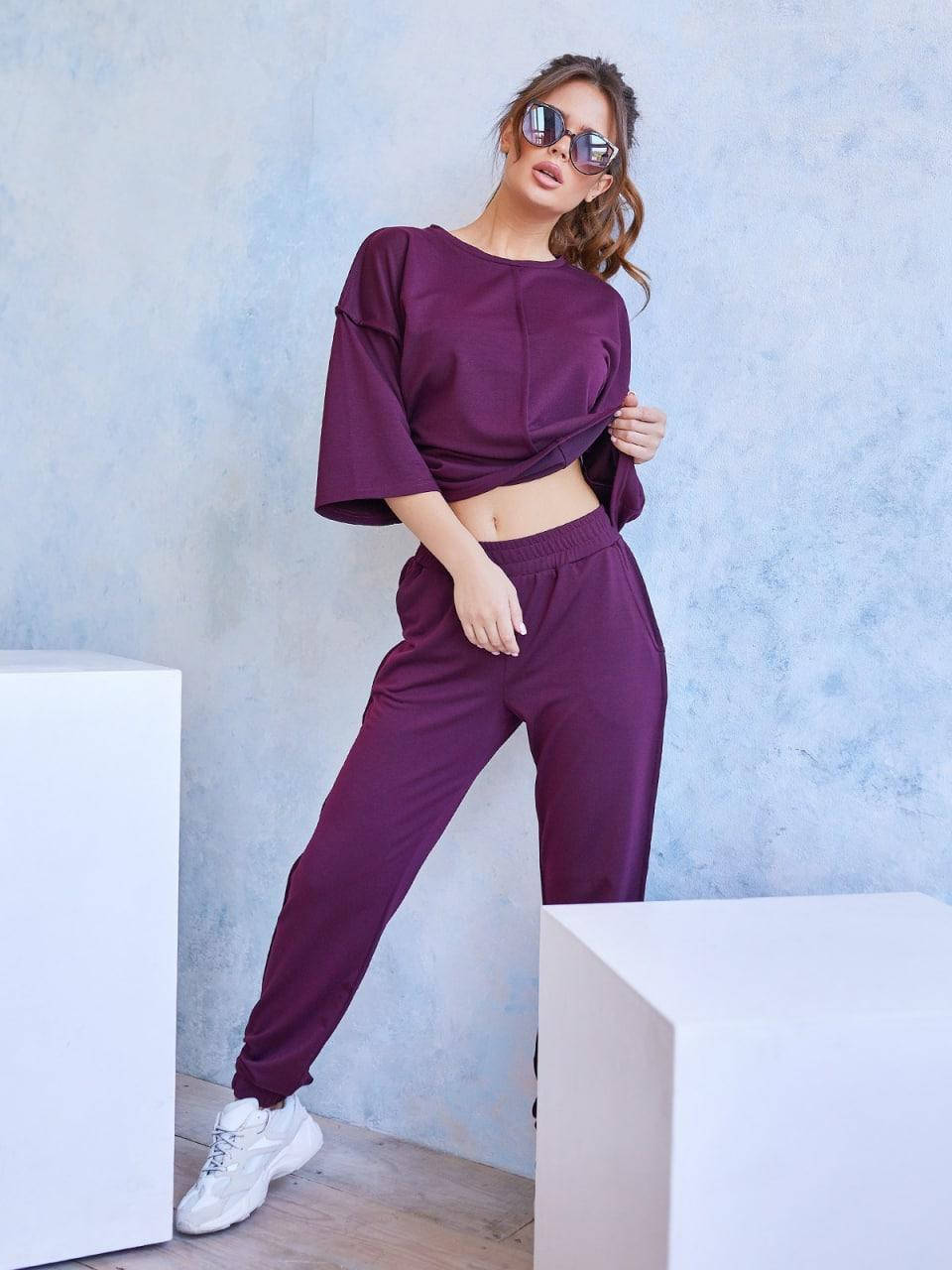 

Трикотажный свободный спортивный костюм (S, M, L, XL) Фиолетовый, L