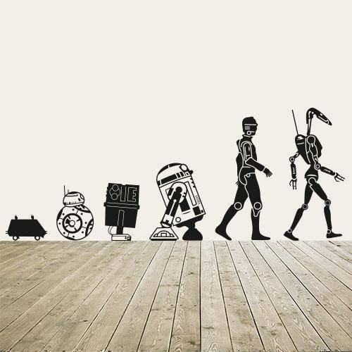 

Интерьерная виниловая наклейка Эволюция дроидов Star Wars (Звездные войны R2D2 3PO роботы) матовая 2000х800 мм, Разные цвета