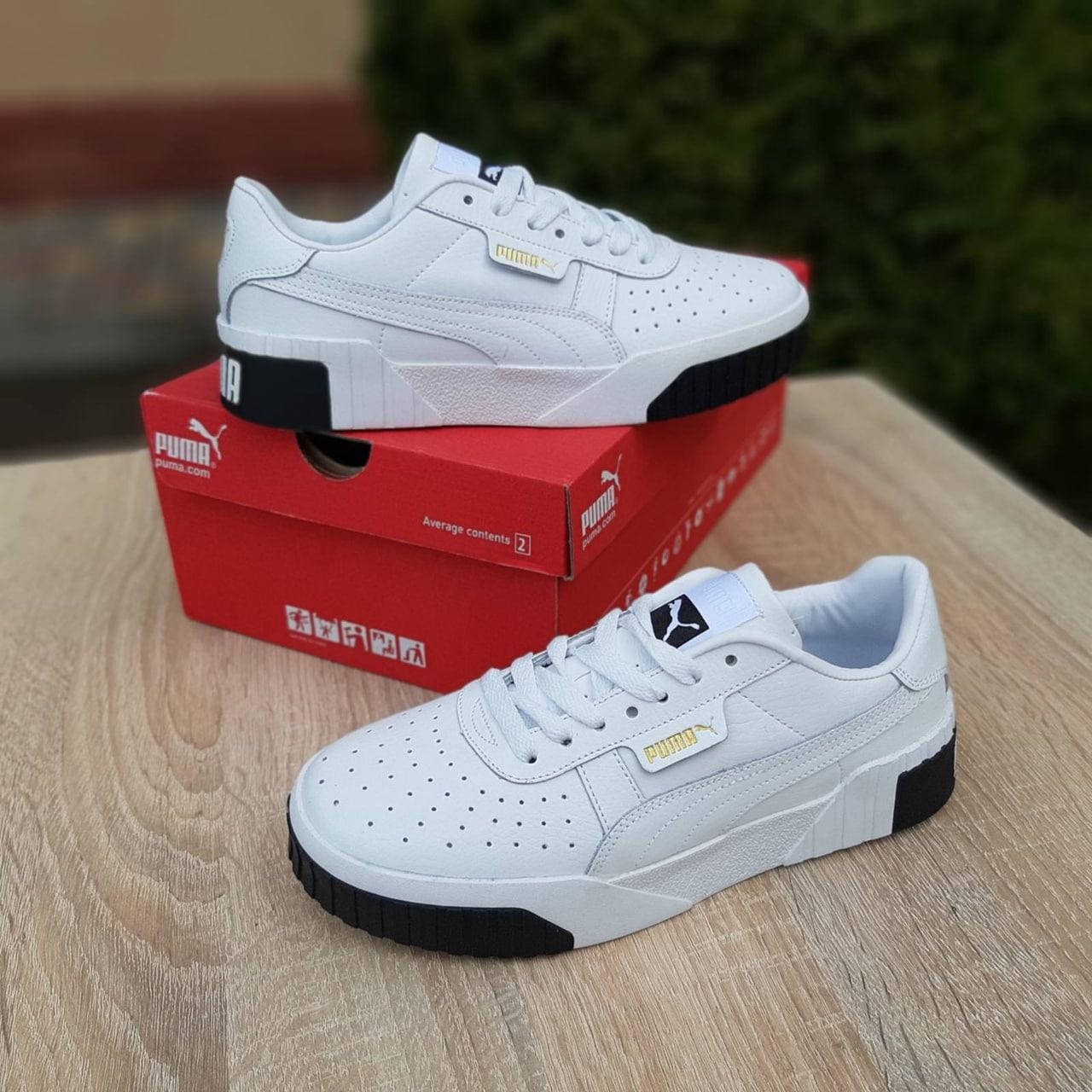 

Женские кроссовки Puma Cali летние, кожаные кроссовки пума кали белые с черным повседневные 37, Черно-белый