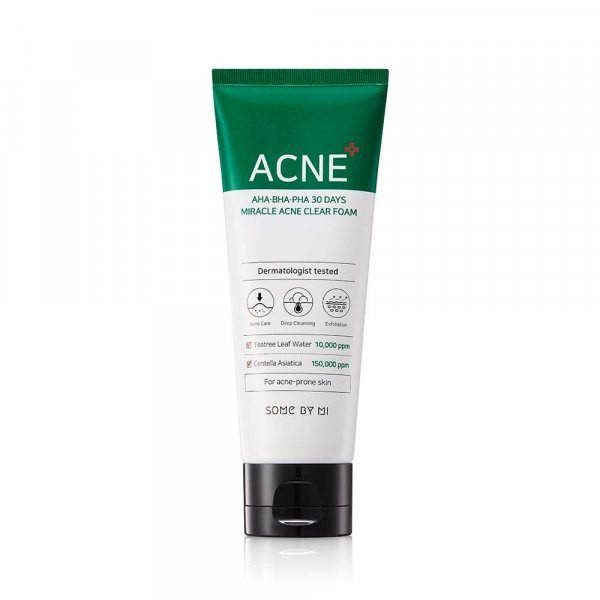 

Очищающая кислотная пенка для умывания SOME BY MI AHA.BHA.PHA 30 Days Miracle Acne Clear Foam 100ml
