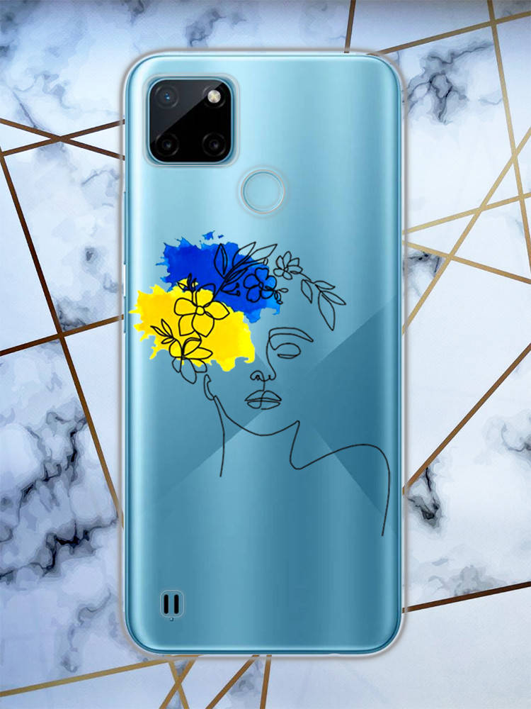 

Прозрачный чехол для Realme C21y с патриотическим дизайном "Украинка Арт" принт 3