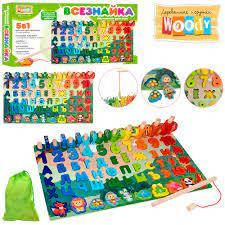 

Дерев'яна іграшка Центр розвиваючий MD 2771-UA цифри, абетка-укр., риболовля, кор., 40,5-23-5см.