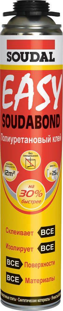 

Пена-клей универсальный пистолетный 750 мл, оранжевый, Soudabond EASY gun, Soudal [000010000000802ETB]