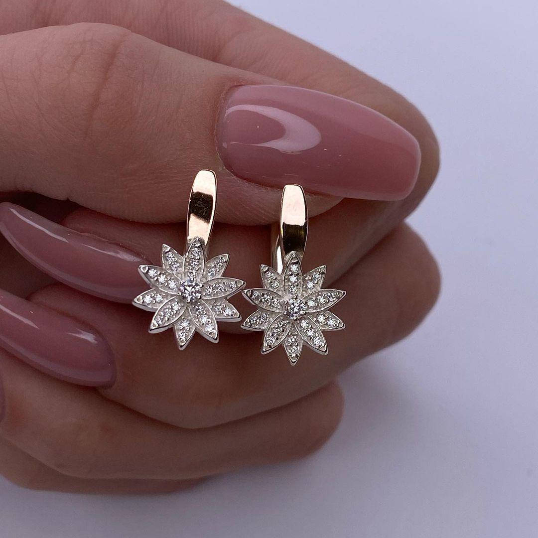 

Серьги из серебра 925° с золотом 375° Вставка-фианиты