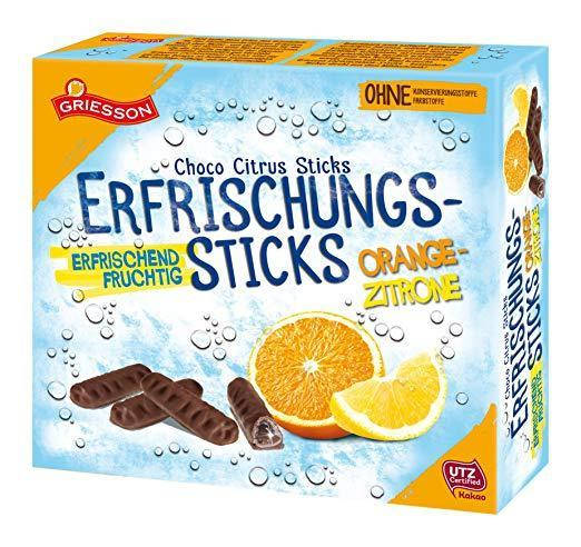 

Шоколадные конфеты ( шоколадные палочки ) с апельсиново-лимонным соком внутри Griesson Германия 150г