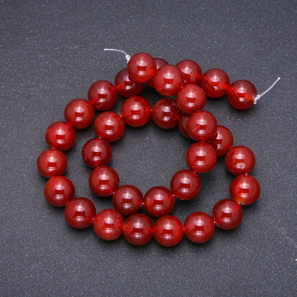 

Бусины натуральный камень Сердолик на нитке шарик d-12(+-)мм, L-38см