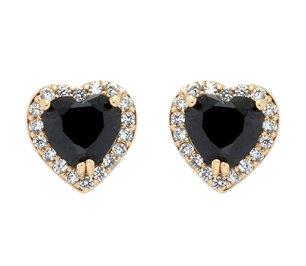 

Серьги Xuping Позолота 18K гвоздики (пусеты) "Сердечки с черным фианитом в обрамлении циркония"