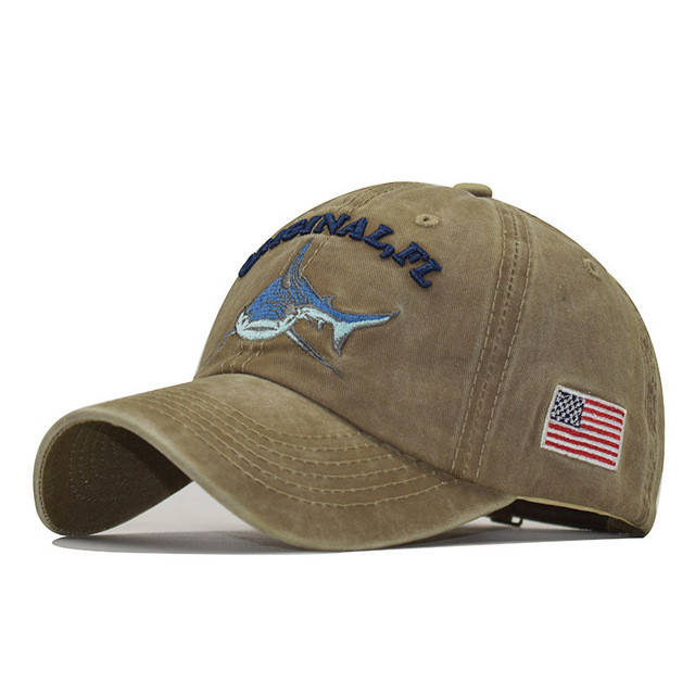 

Кепка бейсболка мужская с логотипом акулы Original Florida Shark USA Хаки