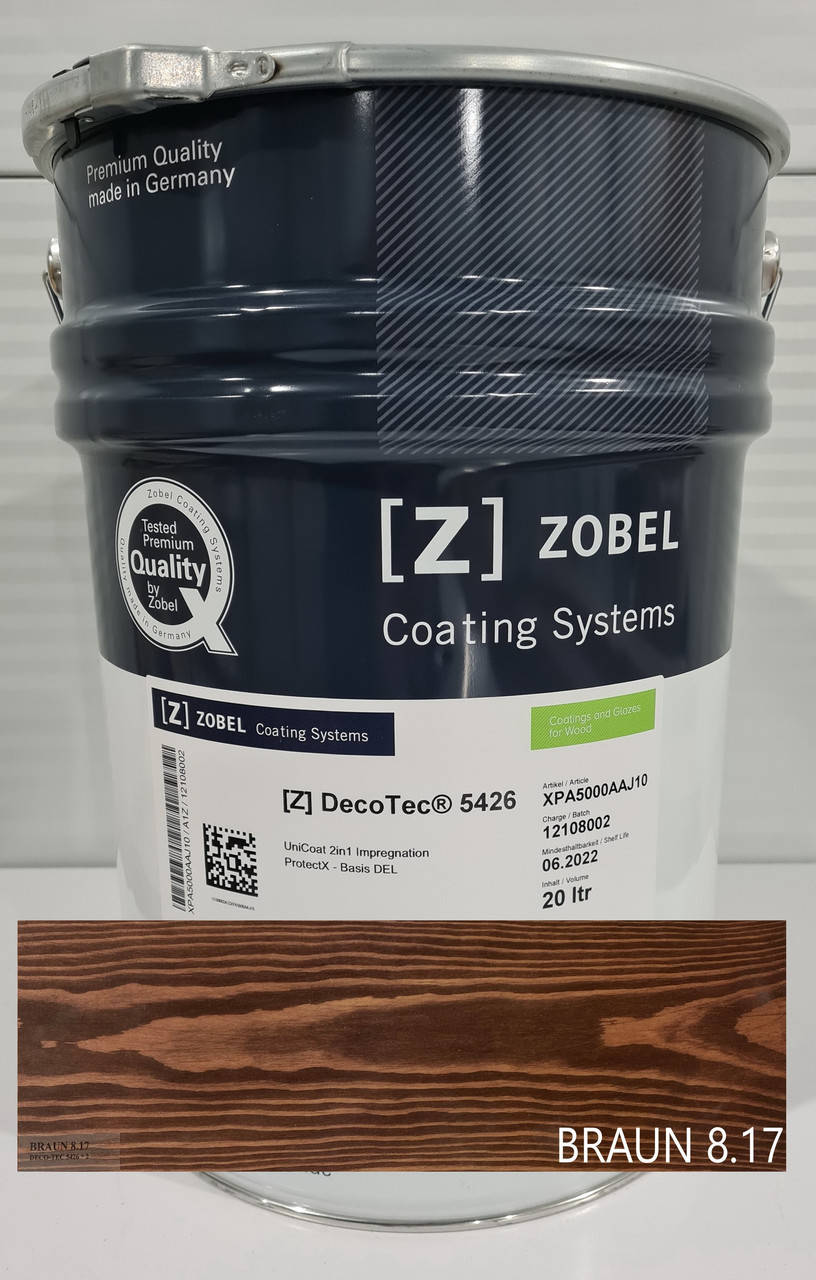 

Лазурь Zobel Deco-tec 5426 UniCoat 3in1, цвет BRAUN 8.17, 20 л (Германия)