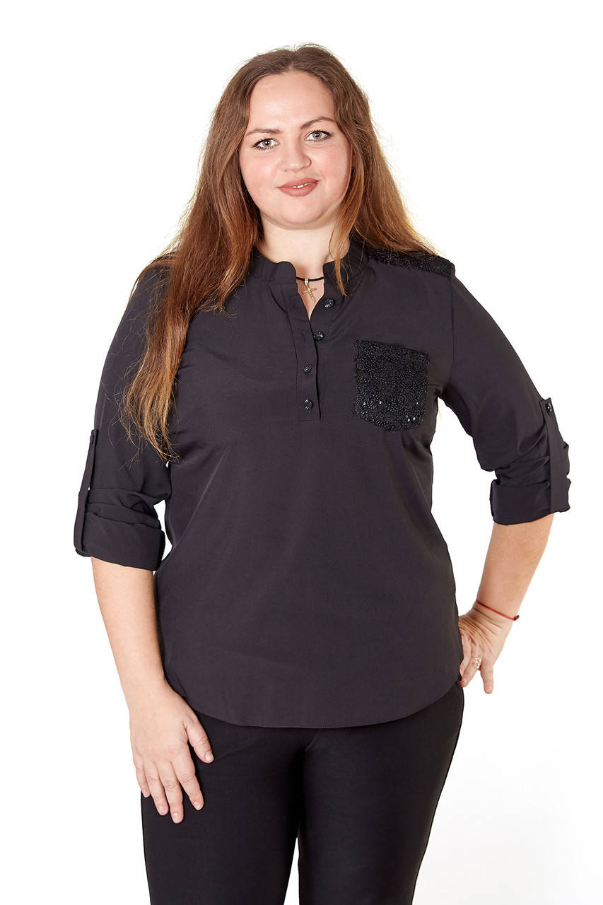 

Женская летняя блузка батал свободная, цвет черный, белый