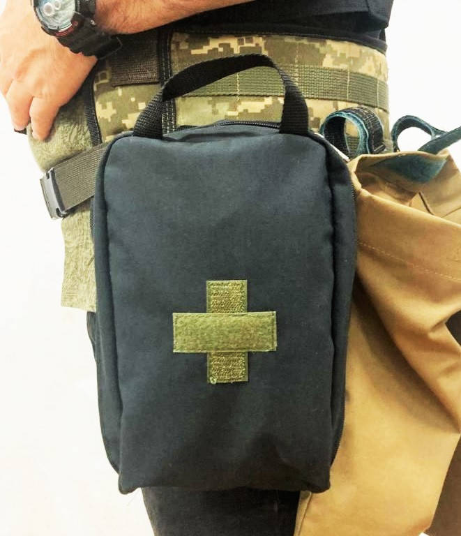 

Сумка Аптечка-футляр медицинская 22*17*7 см, MOLLE System,два кармана, черная