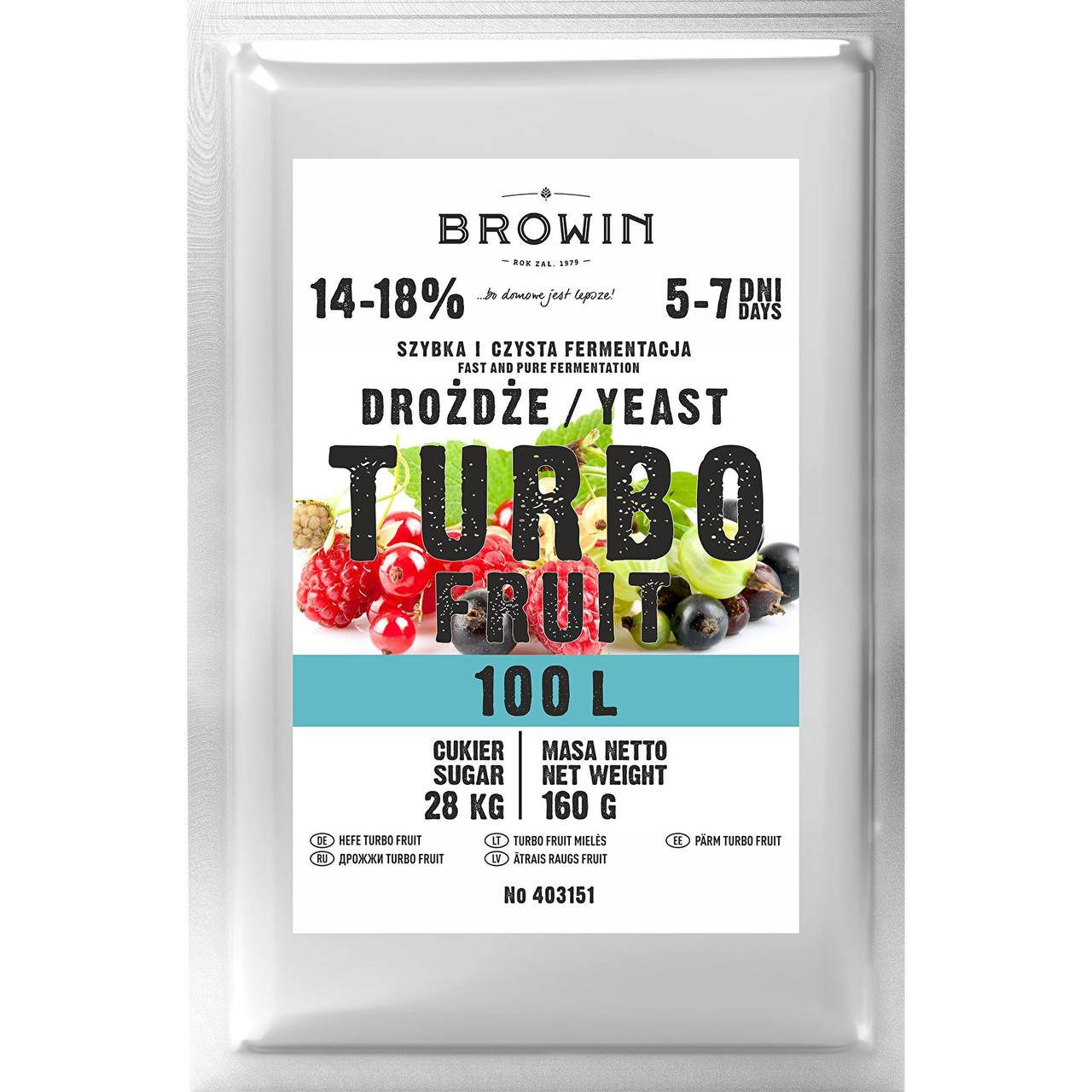 

Дрожжи фруктовые TURBO FRUIT 160г(на 100л)