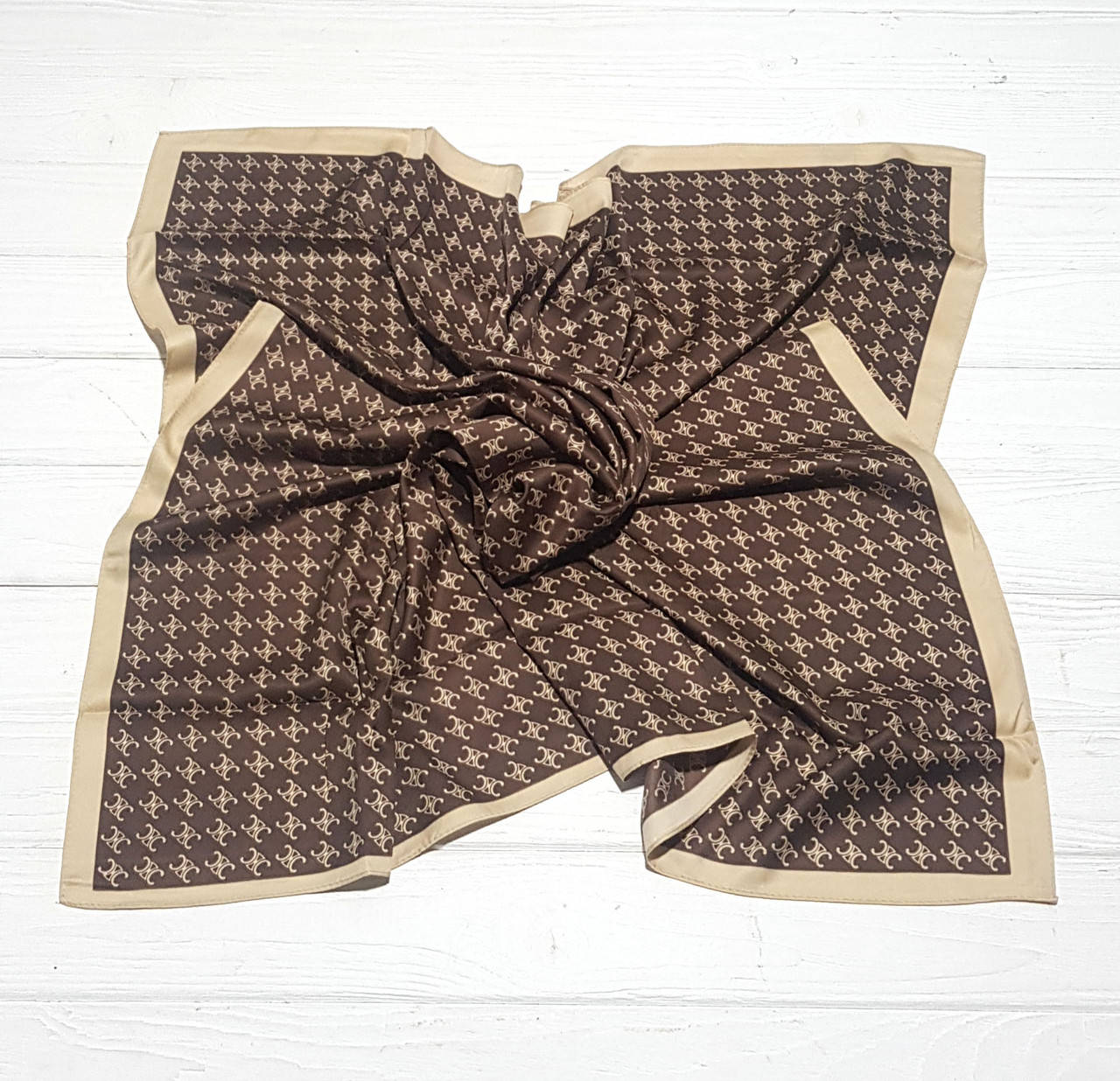 

Платок модный средний весенний осенний шелковый бренды Кристиана, Коричневый