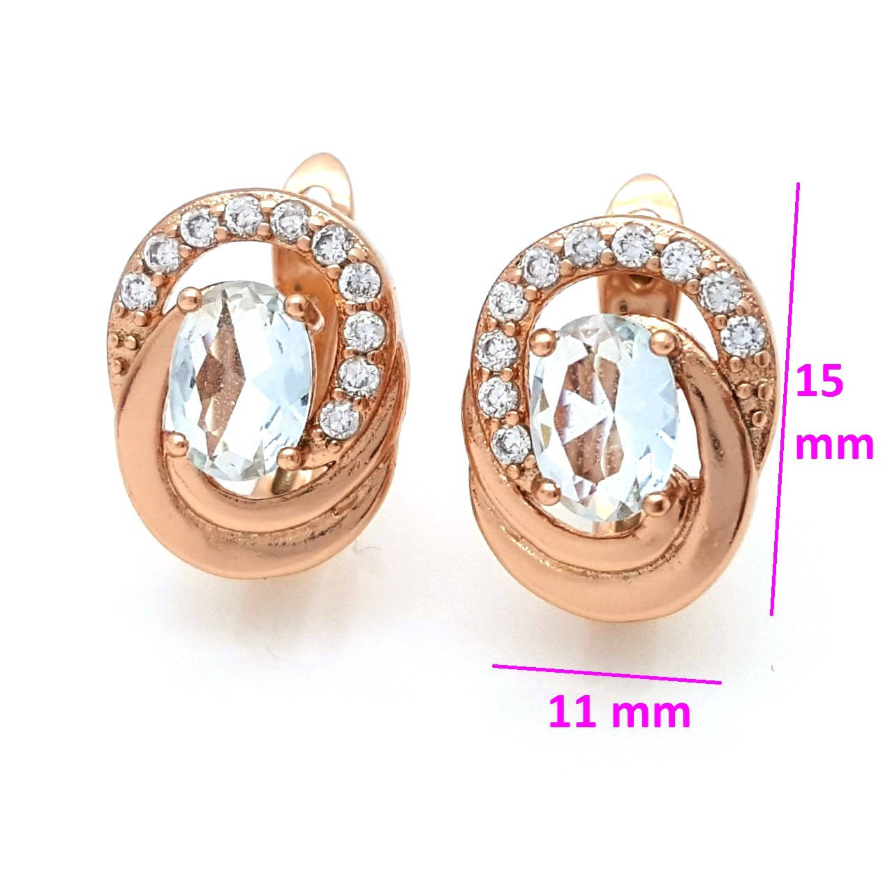 

Серьги Овал, с цирконием под топаз, англ.замок, позолота Xuping, 14К